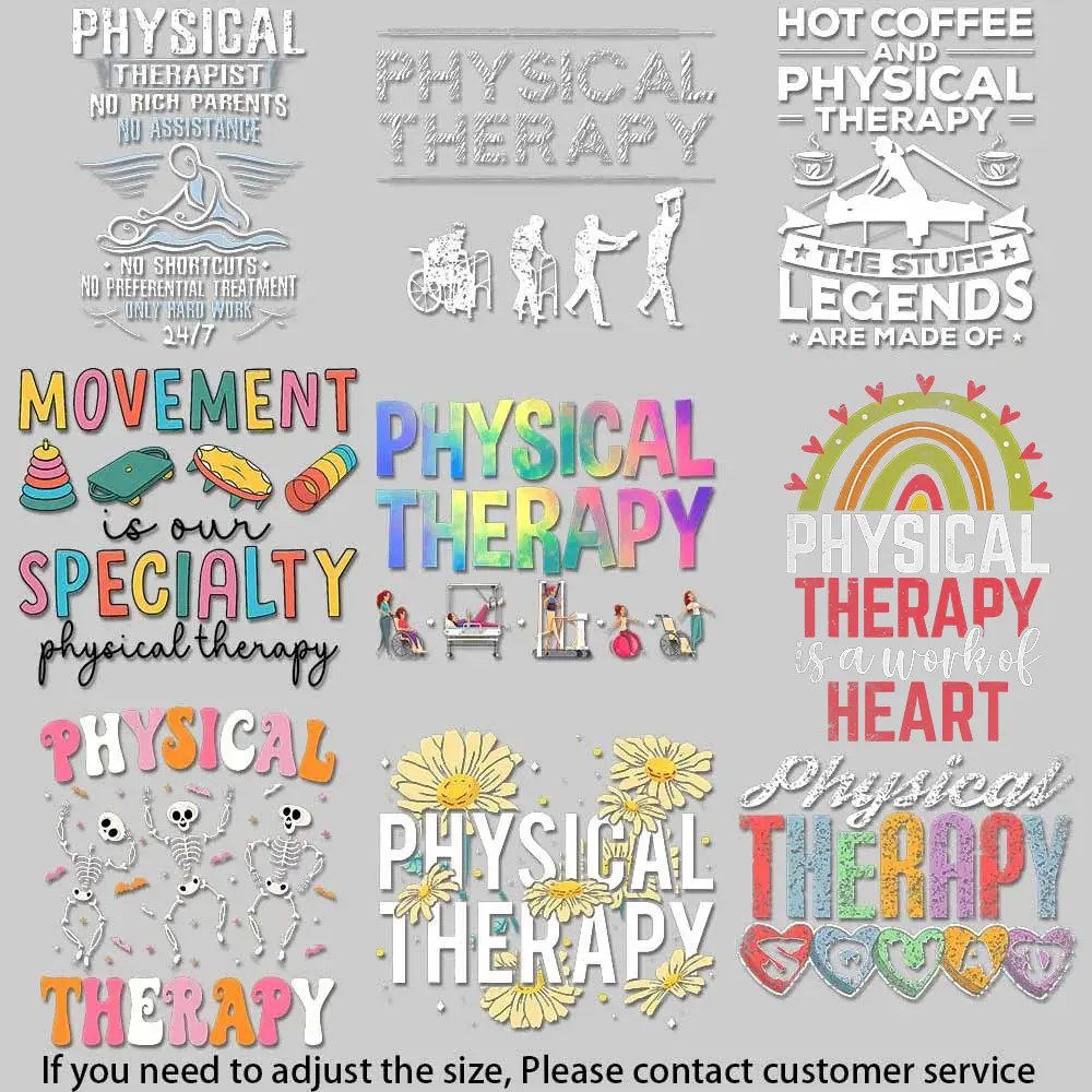 Daisy Physical Therapy Floral Graphic Colorful Physical Therapy Process Illustration Iron-on Transfers for Clothing DIY Craft