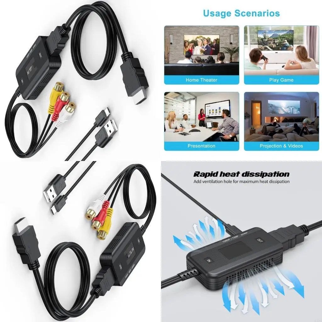 

K3NB 3RCA Female/Male to HDTV Converter Composite to HDTV Adapter Support 1080P