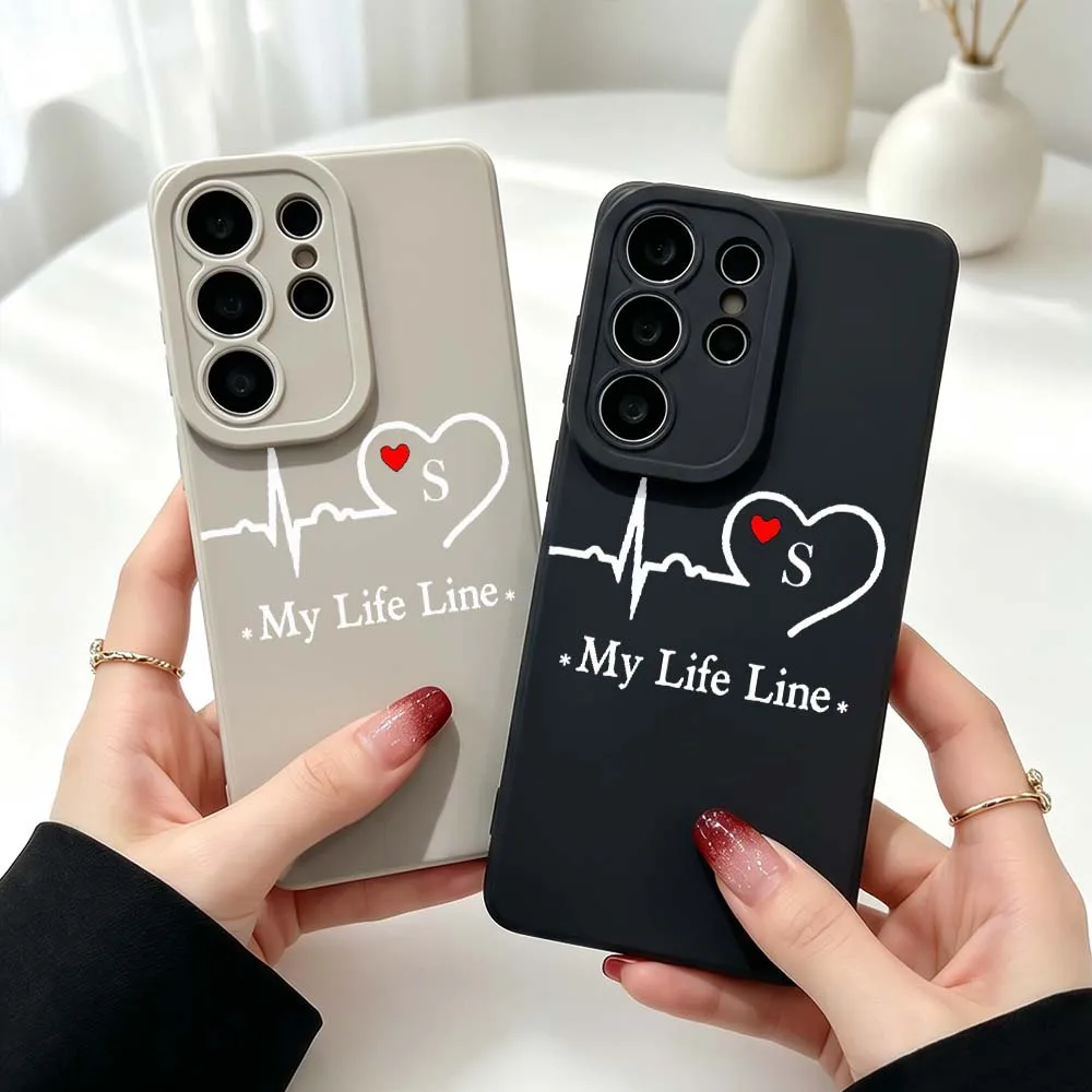 Minimalist Heart Line Silicone Case For Samsung Galaxy S26 S25 S24 S23 S22 S21 Ultra Plus FE Soft Phone Case Cover
