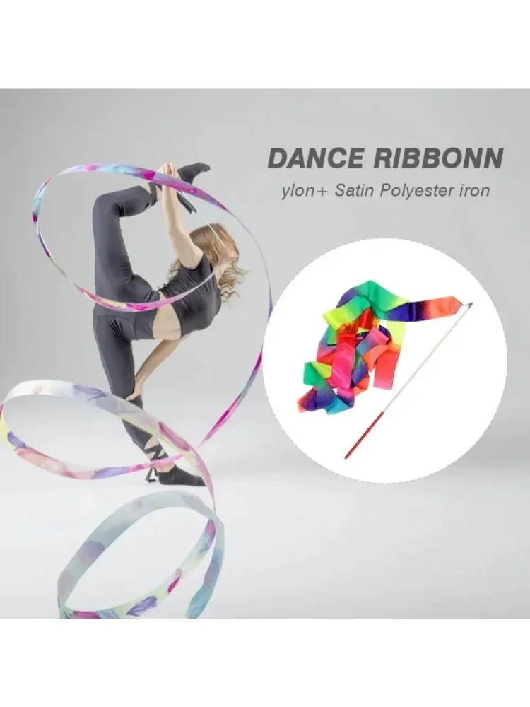 Ruban de gymnastique coloré 2M/4M, bâton de gymnastique artistique, ruban de danse rotatif, accessoires de spectacle de danse clignotants colorés