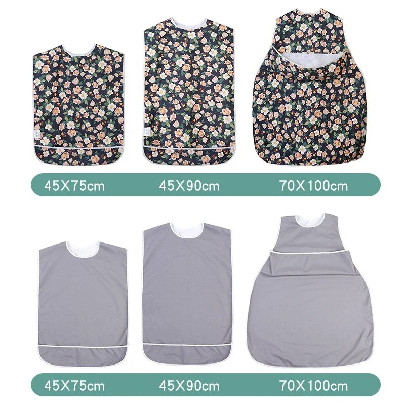 Large Waterproof Aprons Suitable for Elderly People Breathable and Comfortable Feeding Bibs Lengthen Burp Cloths Width 45/70cm