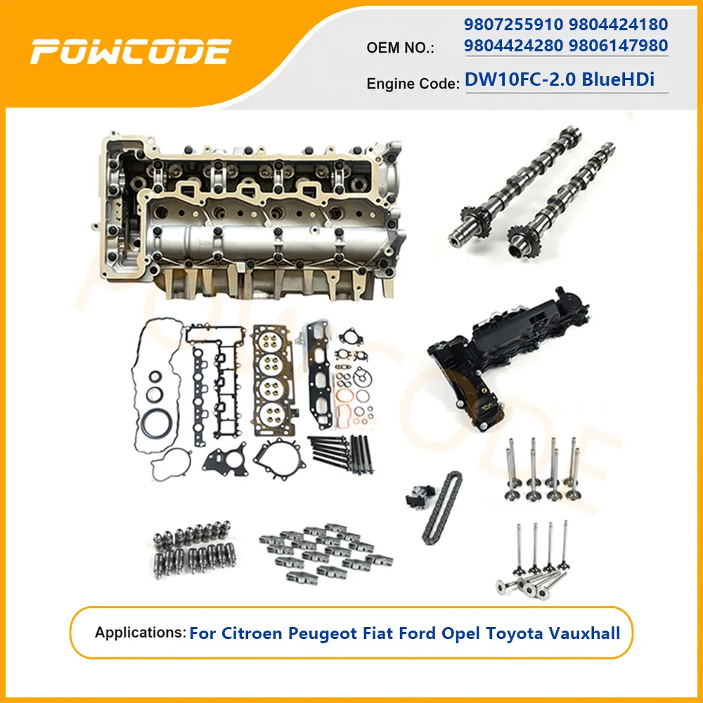 Cylinder Head Assembly For Citroen Peugeot Fiat Ford Opel Toyota Vauxhall DW10FC 2.0 BlueHDi OE 9807255910 9804424180 9804424280