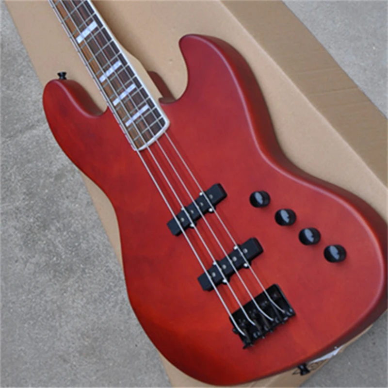 

Custom 4-string red bass electric guitar, black hardware