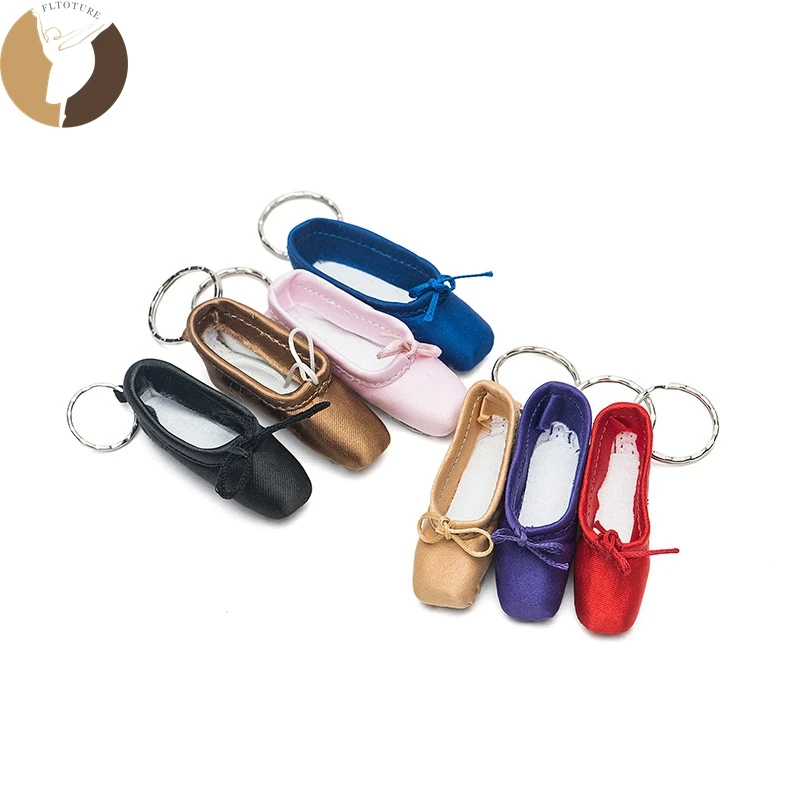FLTOTURE Lovely Present  Mini Ballet Shoe Key Chain Handmade Ballerina Gift Satin Pointe Shoes Key Ring Phone Pendant