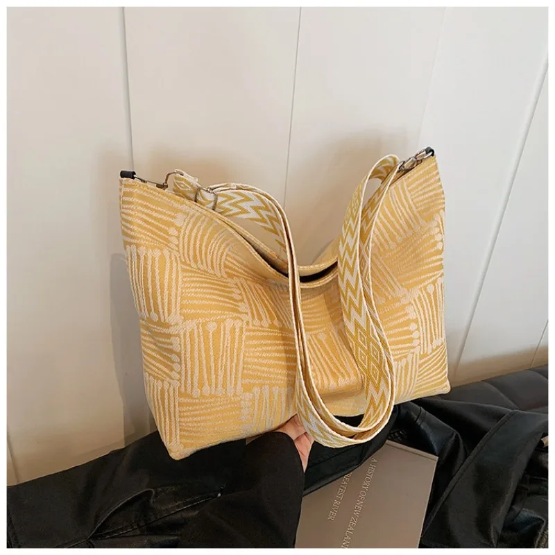 

Холщовая сумка через плечо в клетку с регулируемым плечевым ремнем Универсальная сумка-мессенджер большой вместимости