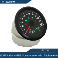 ELING Motorcycle Universal 85mm GPS Speedometer 0-299km/h MPH with 0-12000RPM Tachometer Trip Odometer with Gear Number N 1-6