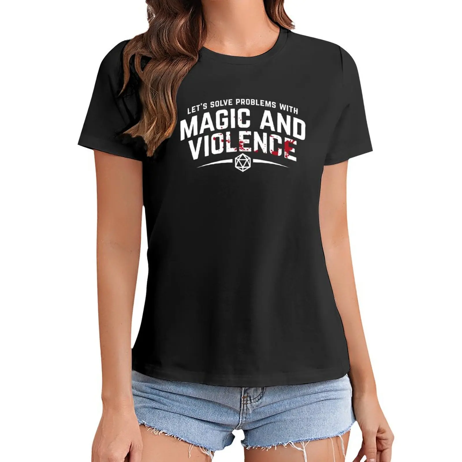 

Let's Solve Problems With Magic and Violence - Funny DnD Gaming T-Shirt cute clothes plus sizes Woman T-shirts