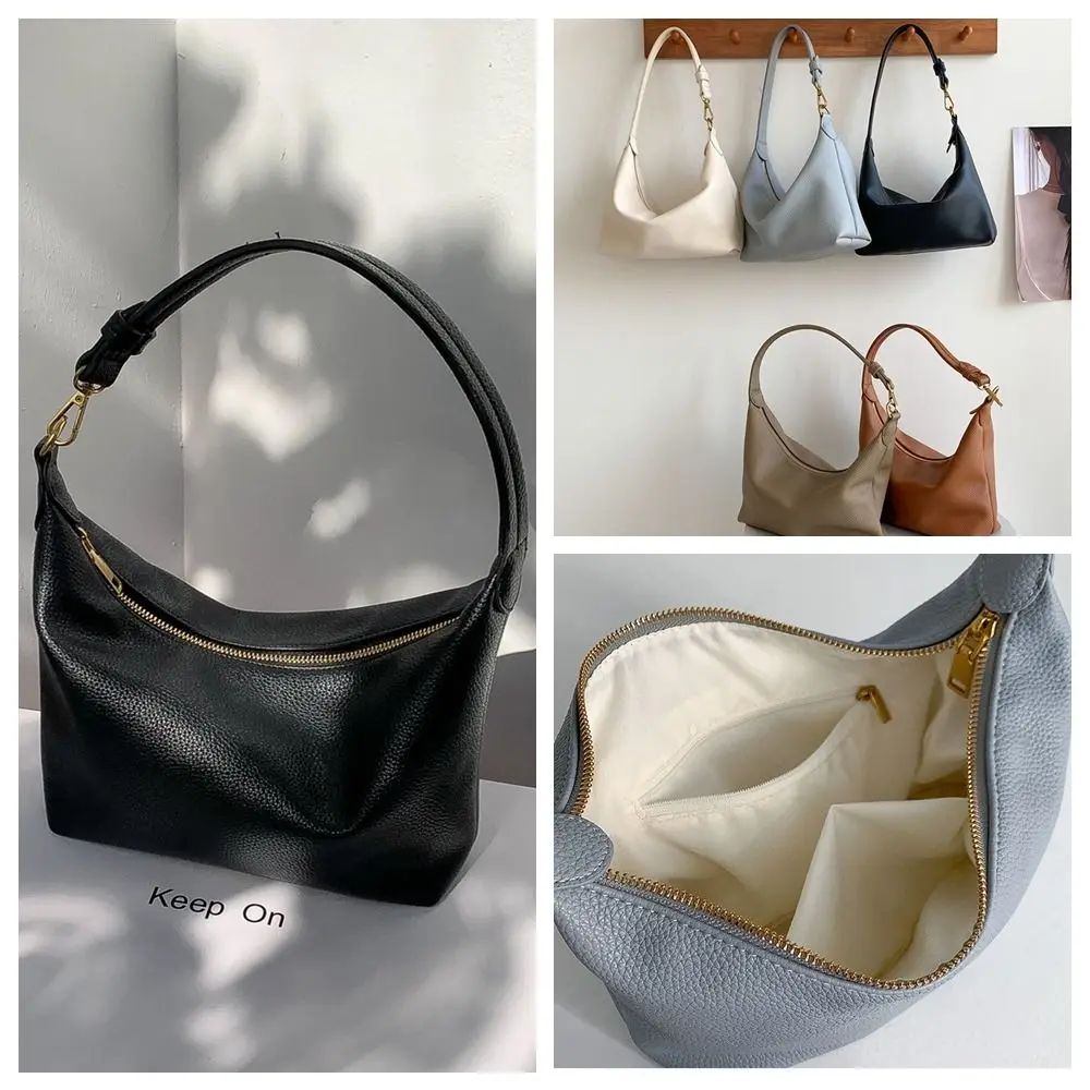 

Fashion Large Capacity PU Hobo Bag Korean Style Solid Color PU Dumpling Bag Handbag Fashion Design Shoulder Bag Girls