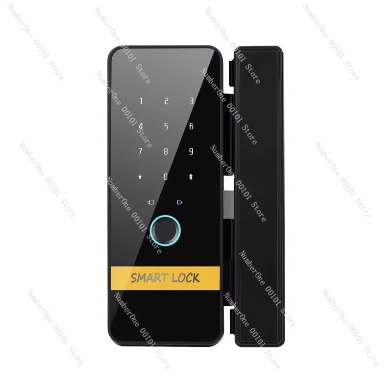 

Smart Facial Recognition Glass Door Lock, Electronic Biometric Lock with Fingerprint, No-Drill Double Door Office Key Unlock