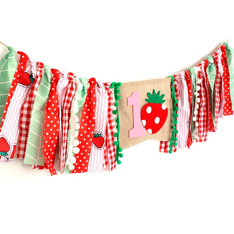 Strawberry First Birthday Party Decoration One Berry Sweet One Girls' 1st Birthday Highchair Banner Summer Fruit Supplies