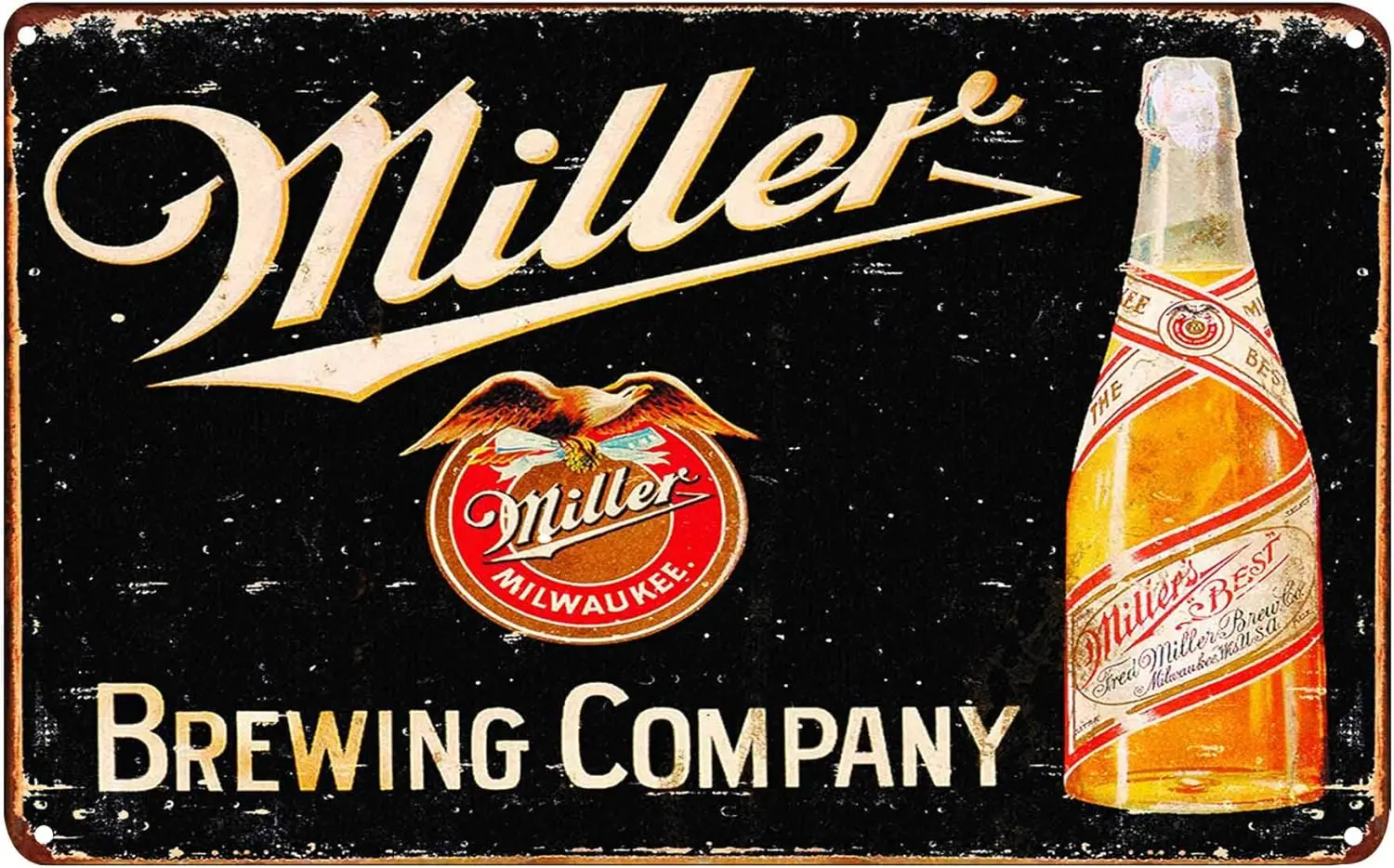 1u,Miller Brewing Beer Retro Vintage Bar Sign Decoration Gifts Bar Pub Garage Diner Cafe Home Wall Decor Art Poster -aluminum-al