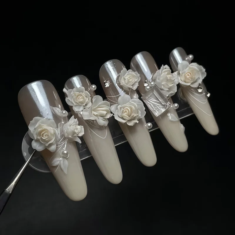 Transparent Silicone Nail Art Mold Rose Flower Petal Branch Leaf 3D Nail Decorations Versatile Beauty Nail Art Tools