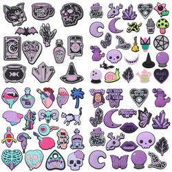 12-26Pcs Cartoon Purple Wizard Hat Diamond Spell Book Butterfly Lips Crystal Ball PVC Shoe Charms Garden Shoes Accessories Gift