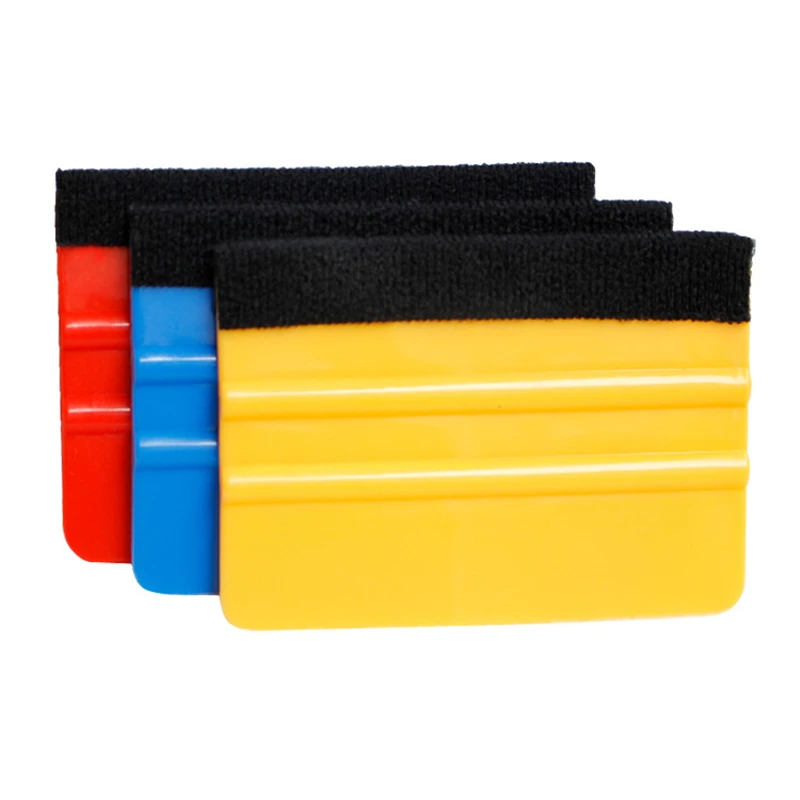 1Pcs Blue Red Yellow Squeegee Felt Edge Scraper Car Decals Vinyl Wrapping & Tint Tools Pro Plastic Soft Wrapping Spatula Tool