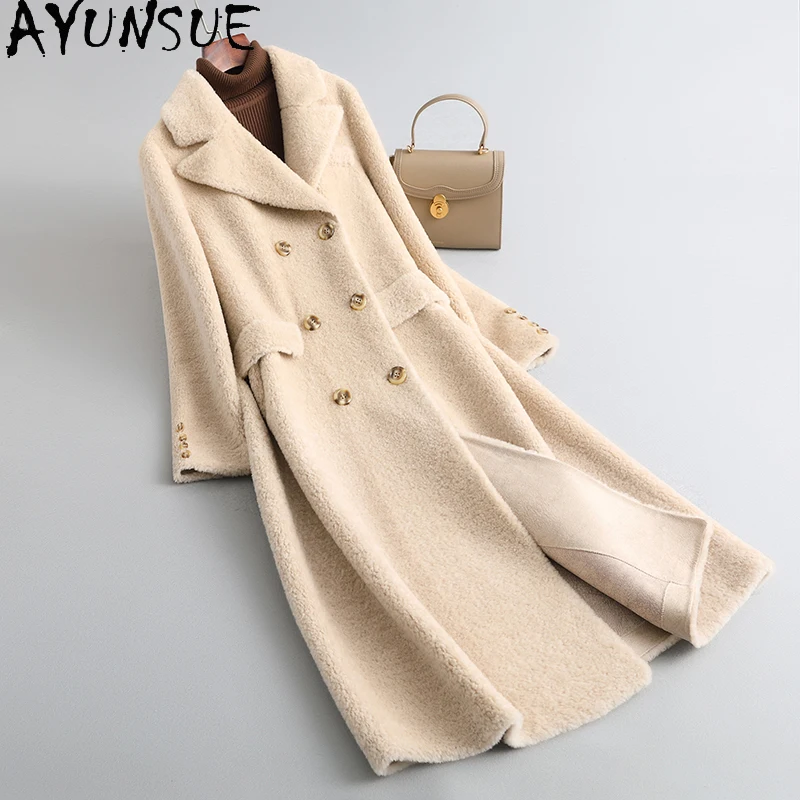 

AYUNSUE женские пальто из 100% натуральной шерсти, осенне-зимняя дубленка, женская одежда, элегантная новая верхняя одежда, 2025, Abrigo Mujer