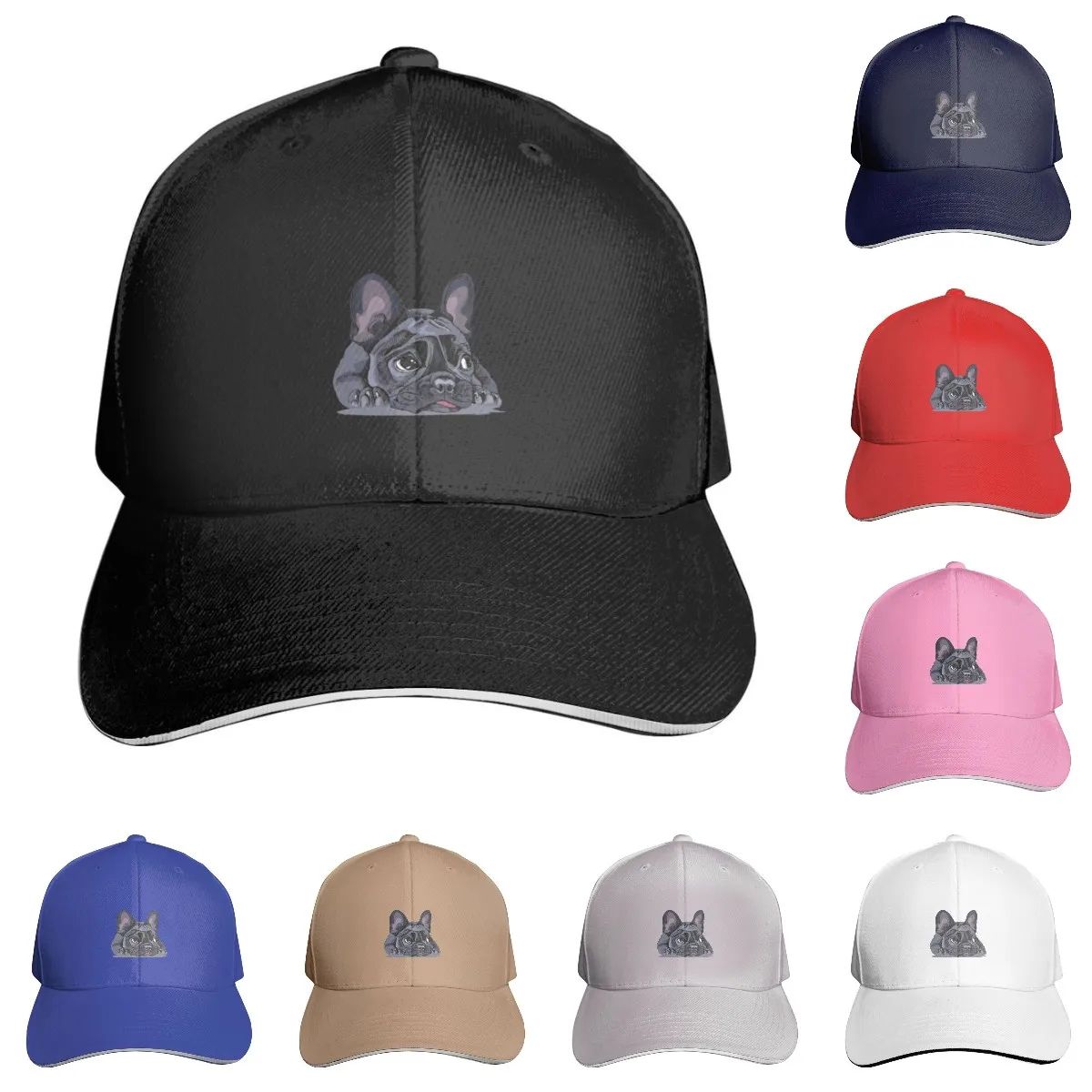 

French Bulldog Printed Baseball Cap Mens Fashionable Hat Trucker Hat All Season Adjustable Sports Hiking Dad Hats For Men Women