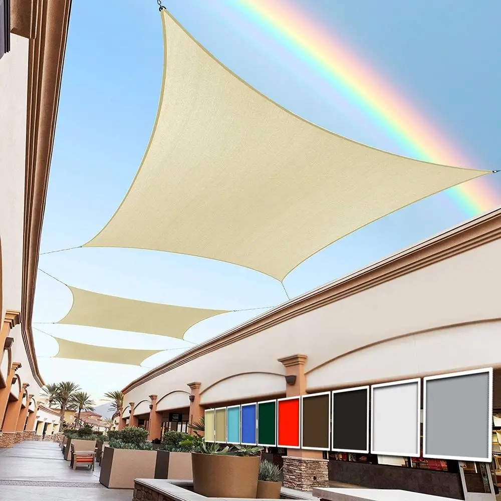 

Beige 12x20 UV Blockade Shade Sail, 95% UV Protection, 200GSM Heavy Duty Mesh for Patio