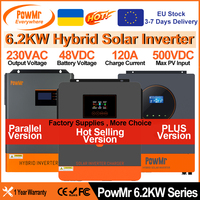 PowMr 6.2KW Hybrid Solar Inverter 48V Battery to 230VAC Max PV 500V Build-in 120A MPPT Solar Charger Controller Parallel & Plus