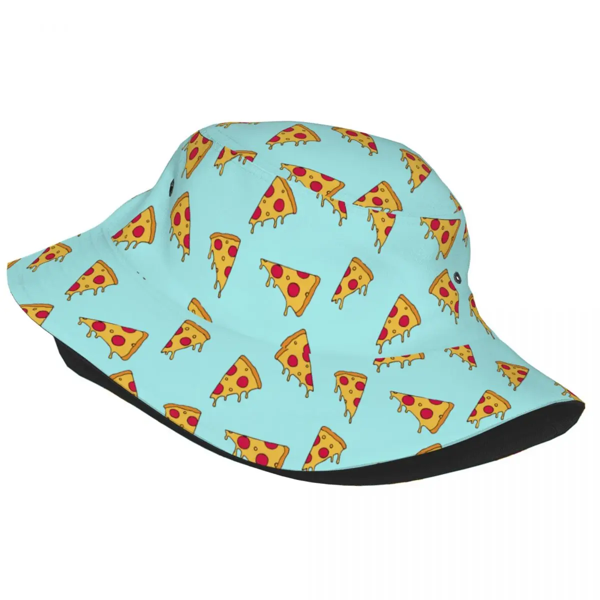 Cartoon Pizza Slice Bucket Hat for Women Summer Bob Hat Unique Lightweight for Outdoor Sports Headwear