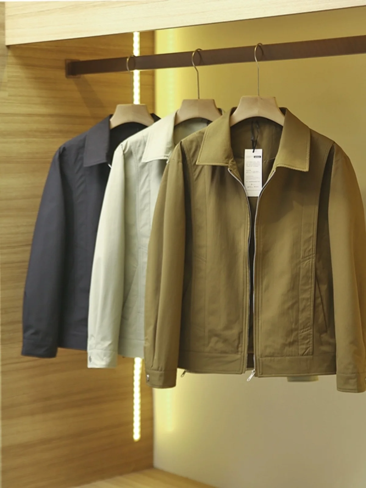 

Sle Ретро Спецодежда OZ Силуэт Повседневная мужская одежда с воротником Jaet Весенняя новая модная верхняя одежда Stand Fit Long Sve