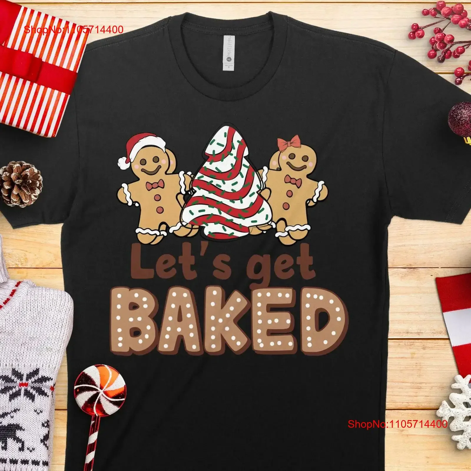 Let's Get Baked Retro Vintage Print T Shirt Winter Wonderland Secret Santa Christmas Holiday Present For Him Her vintage