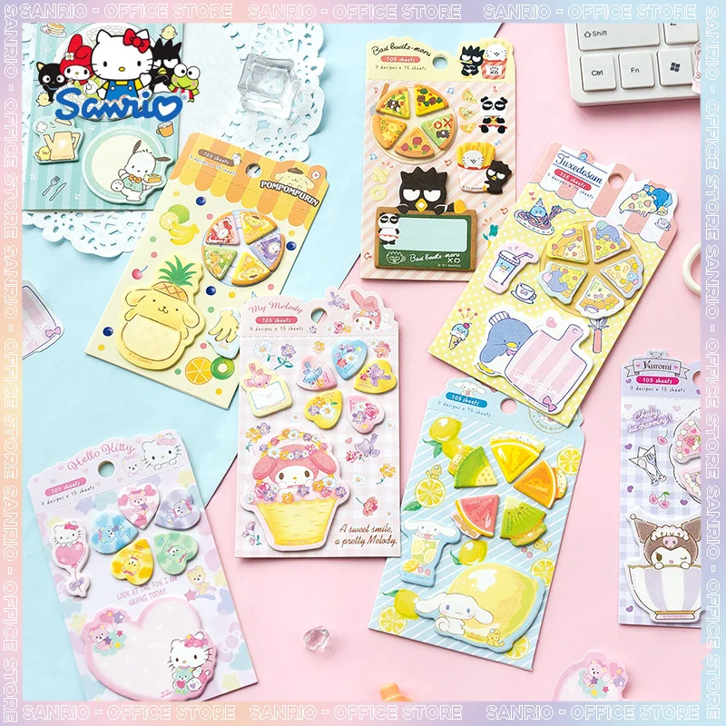 100pcs Sanrio Stationary Cartoon My Melody Kuromi Stickers Kawaii Note Student Office Stickers Decor Materials School Supplies