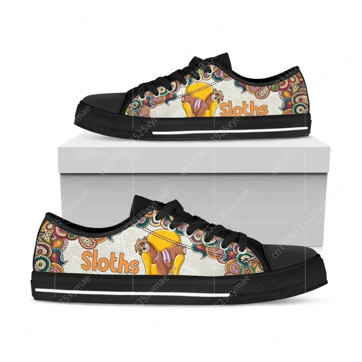 Bohemian Mandala Sloth Print Low Top High Quality Sneakers Mens Womens Teenager Canvas Sneaker Couple Shoes Custom Made Shoe