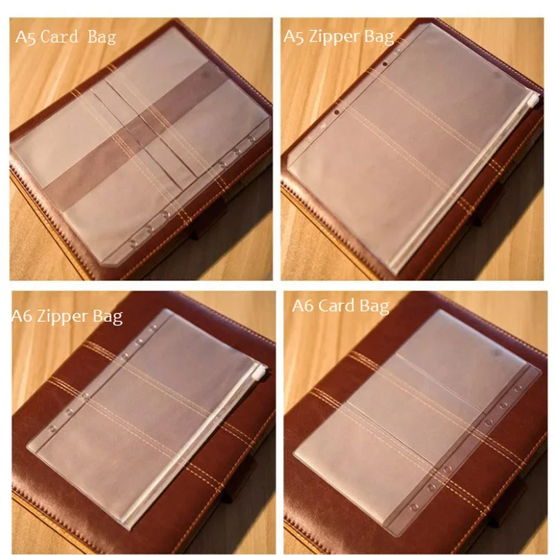 Fromthenon A5A6A7 Transparent PVC Storage Bag for Travelers Notebook Diary Day Planner Zipper Bag Business Cards Notes Pouch
