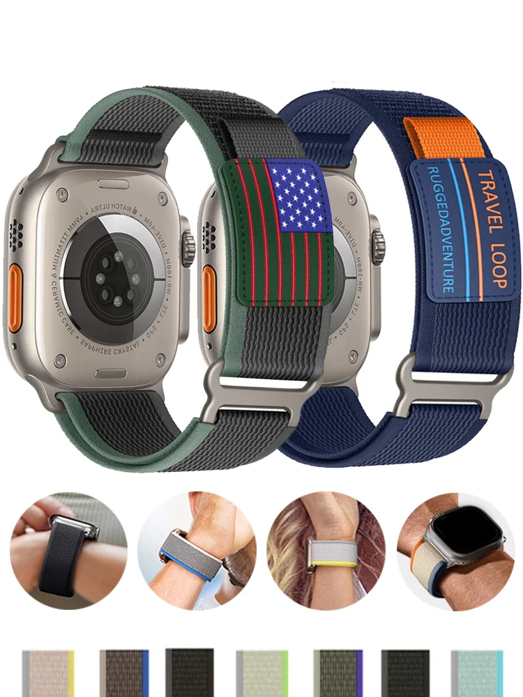 

Ремешок для Apple watch Band 44 мм 40 мм 49 мм 41 мм 45 мм 38 мм 42 мм, браслет-петля для Trail iWatch Ultra 2 series 7 6 5 4 3 se 8 9 45 мм