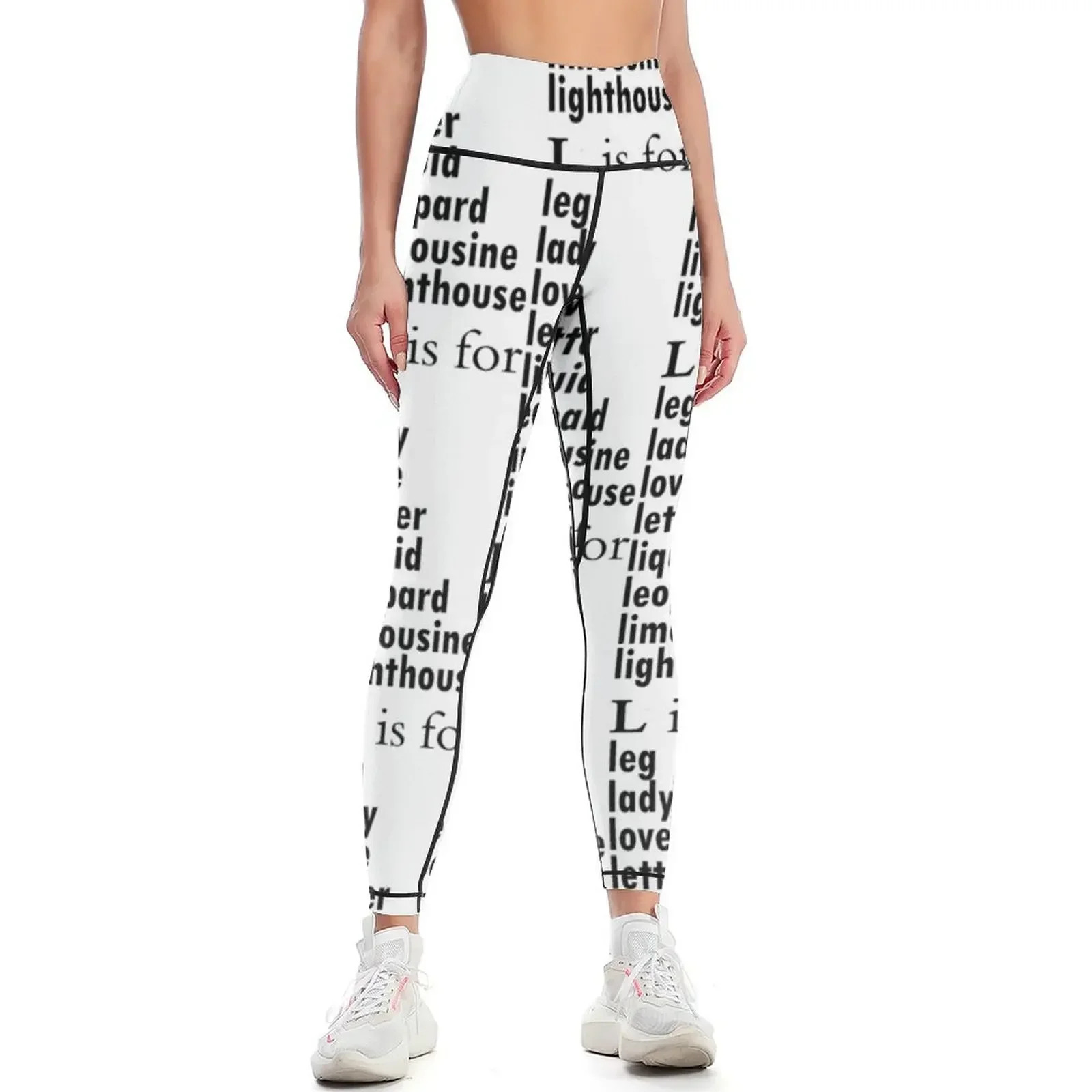 

The L is for leg: Alphabet a-z Words - Alphabet Words Leggings Fitness clothing Pants sport workout clothes for Womens Leggings