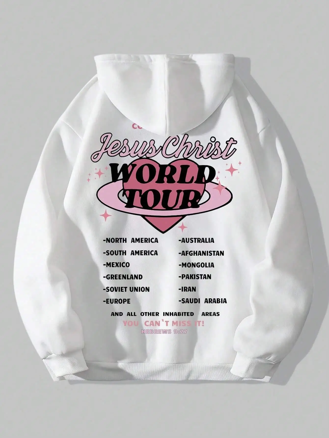 Jesus Chirst World Tour Letter Graphic Print Sweatshirt Womens Autumn Soft Hooded Simple Warm Hoodie Street Oversize Pullovers