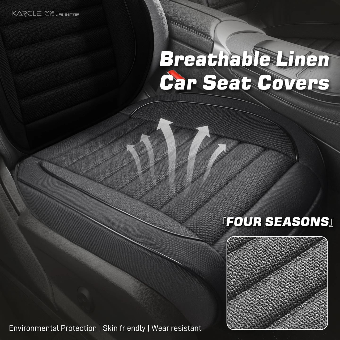Universal Linen Car Seat Cover Breathable Summer Cool Car Seat Cushion Wear-Resistant Protector Pad Cover Car Interior Accessory