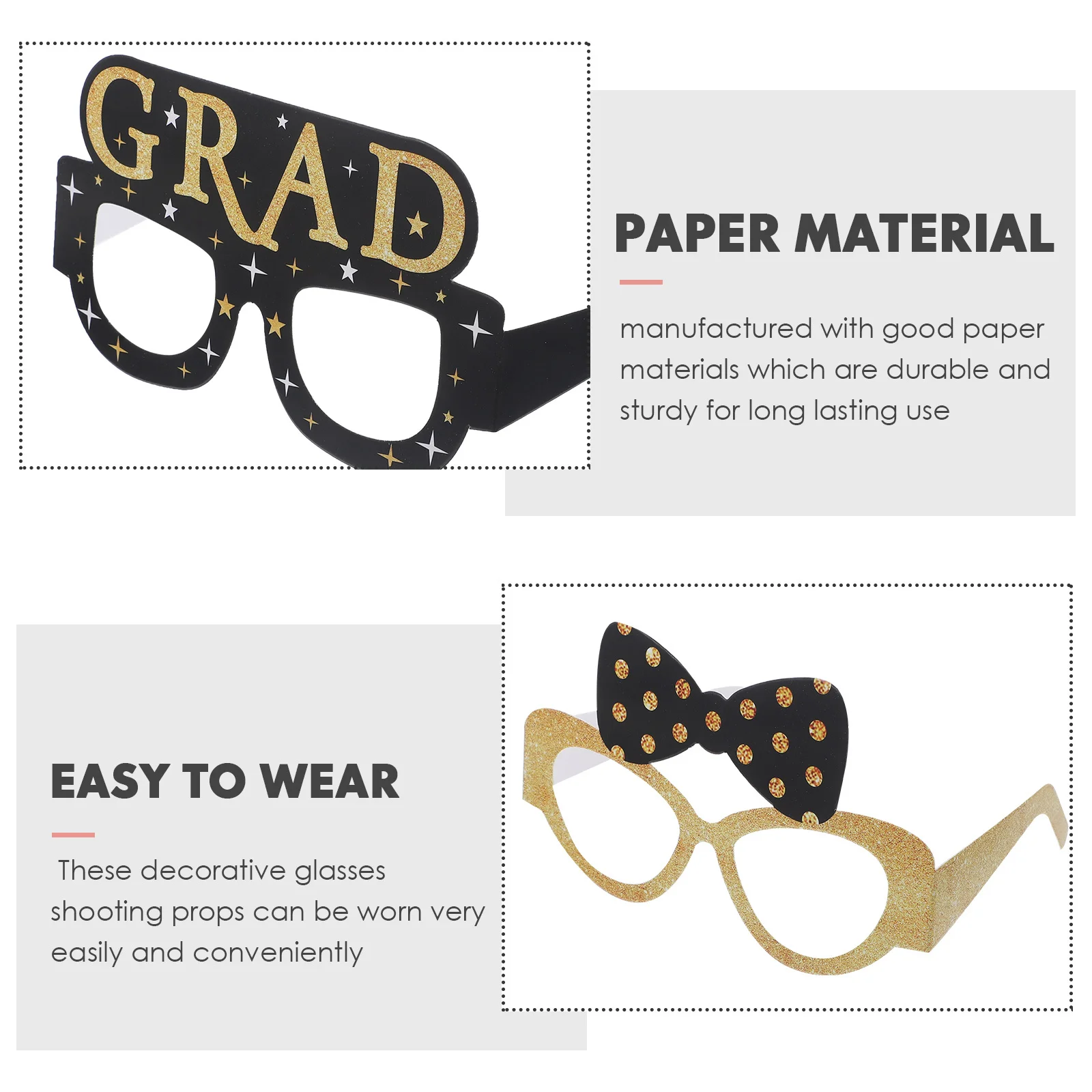 

12Pcs Graduation Paper Glasses 2023 Party Photo Booth Props Graduation Party Eyewear Accessories Grad Photo Props