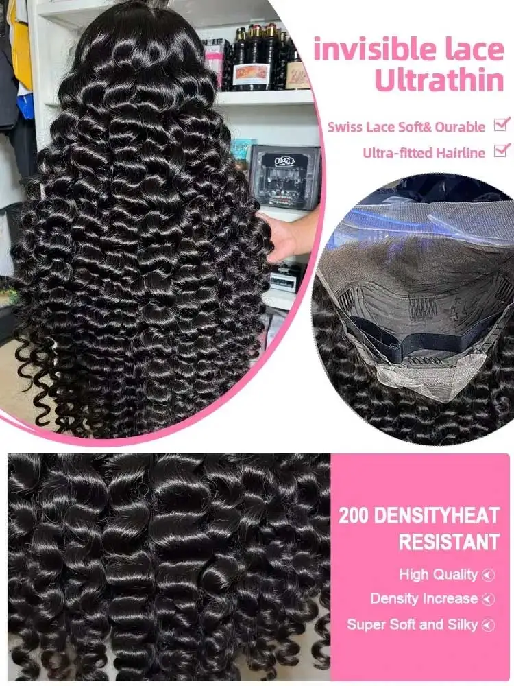 250% Glueless Deep Curly Wave Wig Ready To Wear 5x5 HD Lace Closure Wig Pre Cut No Glue 13x4 13x6 Deep Wave Lace Froontal Human Hair Wigs Women