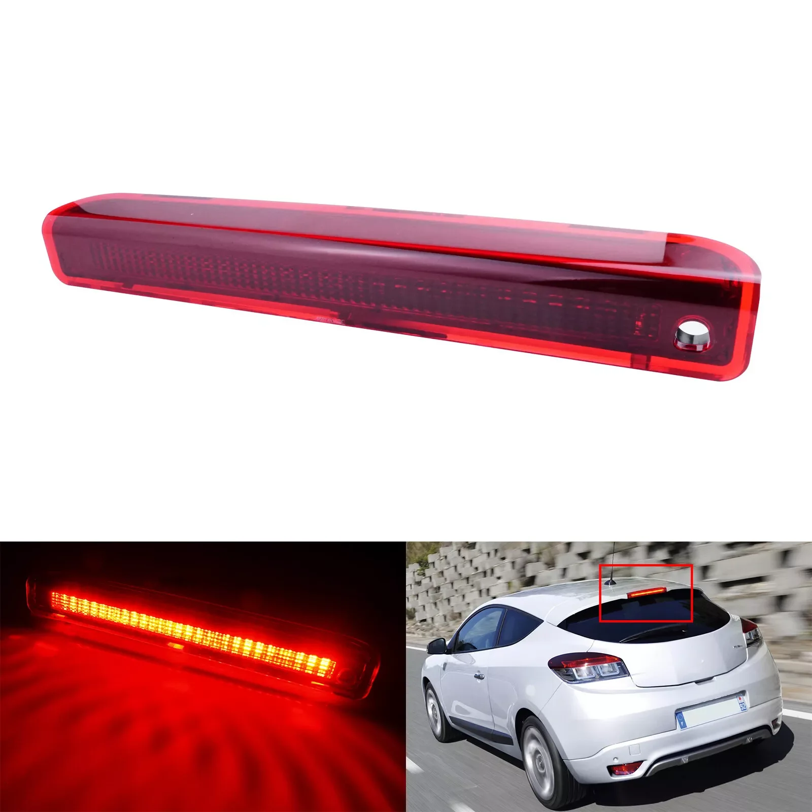 1pcs Automotive Red Len Rear LED Third High Level Brake Light Lamp For Renault Megane III  08-16 Automotive Lighting Components