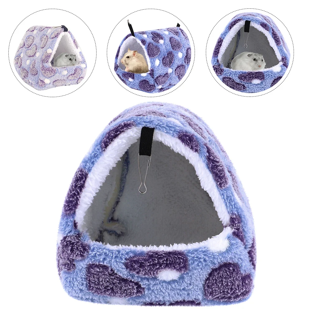 

Pet Bed Warm Flannel Thermal Bed For Tiny Pets Cotton Hanging Hamster Hammock For Small Pets Winter Sleeping Tent Cage Accessory