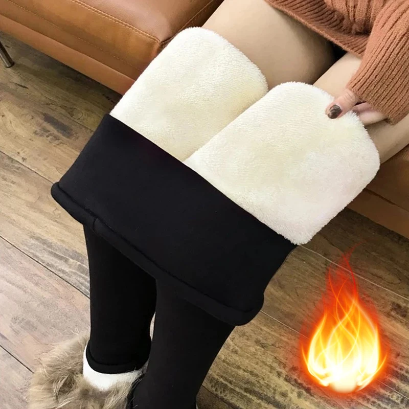 Thermal Lambwool Leggings Women Winter Thicken Fleece Lined Stretchy Warm Hight Waist Skinny Fitness Leggins Soft Workout Tights