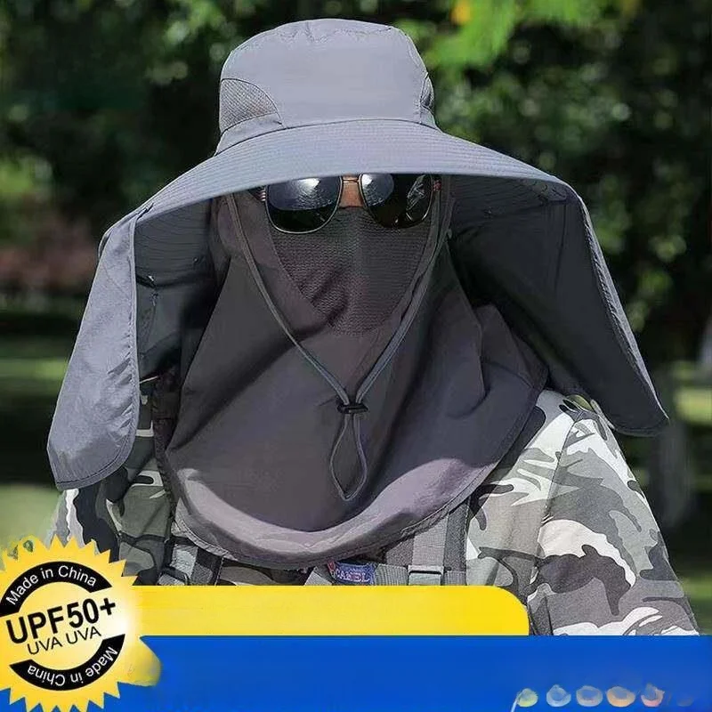 

Men's Summer Fishing Sun Hat Outdoor Large Brim Fisherman Cap Mountain Climbing Sun Protection Hat Blue Valley Brand