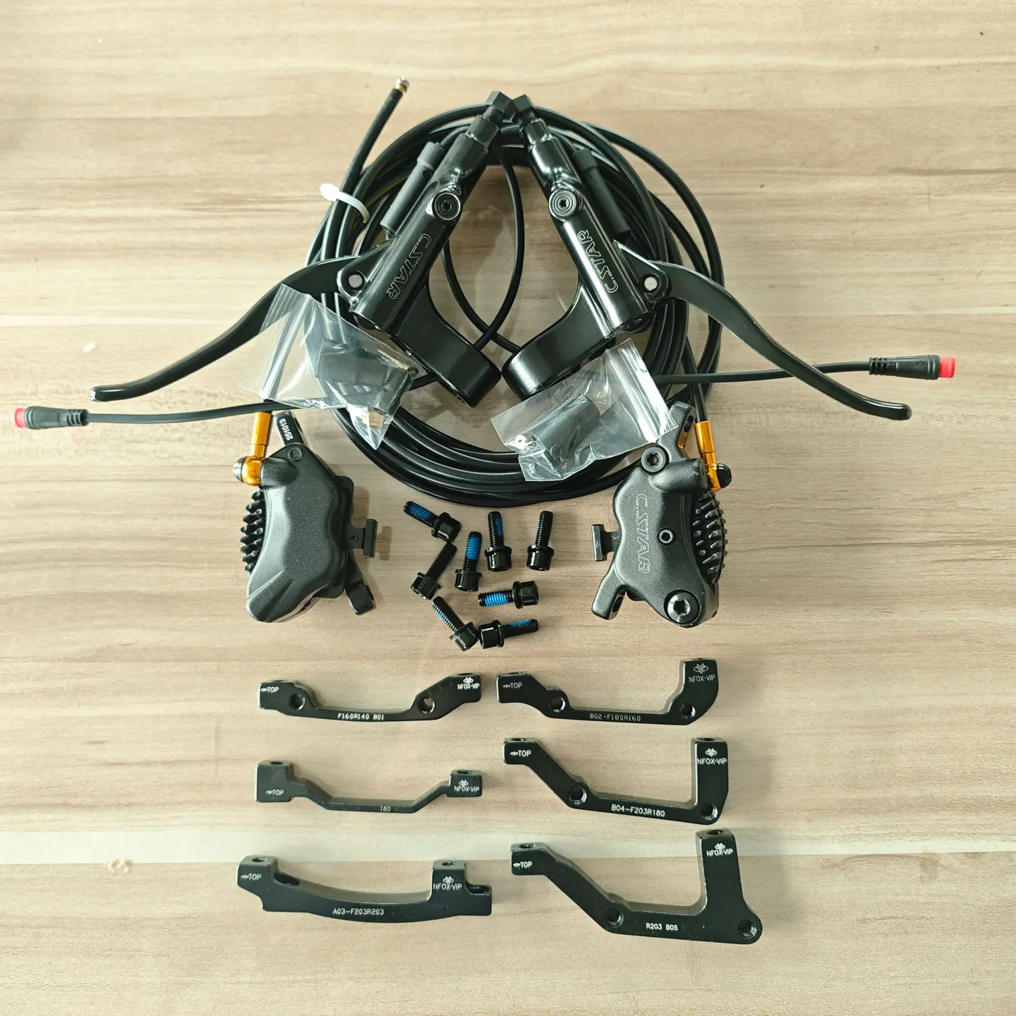 NFOX electric scooter power-off brake handle 4-piston left-mounted hydraulic brake 140 160 180 disc brake accessories