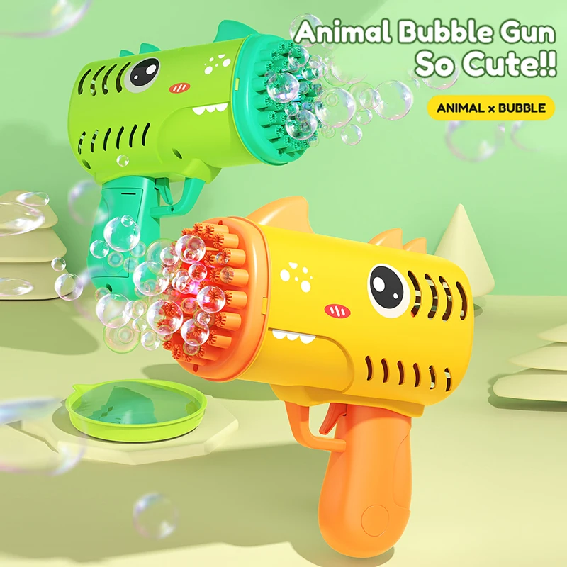 Dinosaur Bubble gun Children Holding bubble gun outdoor bubble blowing toy [No bubble water no battery]