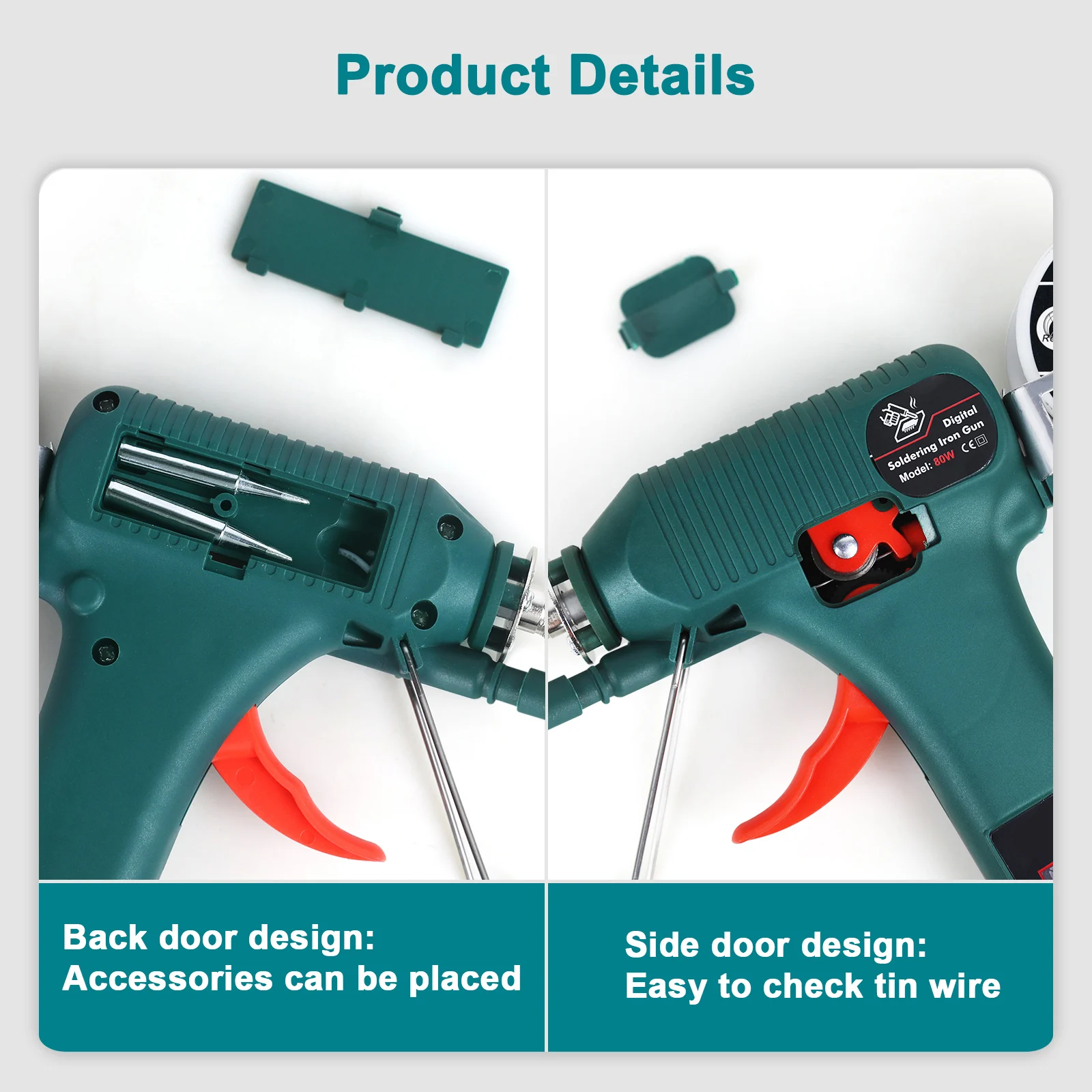 Toolour 80W Digital Soldering Gun Kit with Adjustable Temp 180-520°C Auto Send Tin Soldering Iron for Electronic Welding Repair