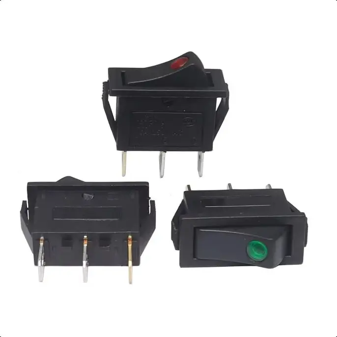 【10-2PCS】3 Pin 2 Position KCD3 Rocker Switch ON OFF 16A 250V Toggle Switch with LED Light