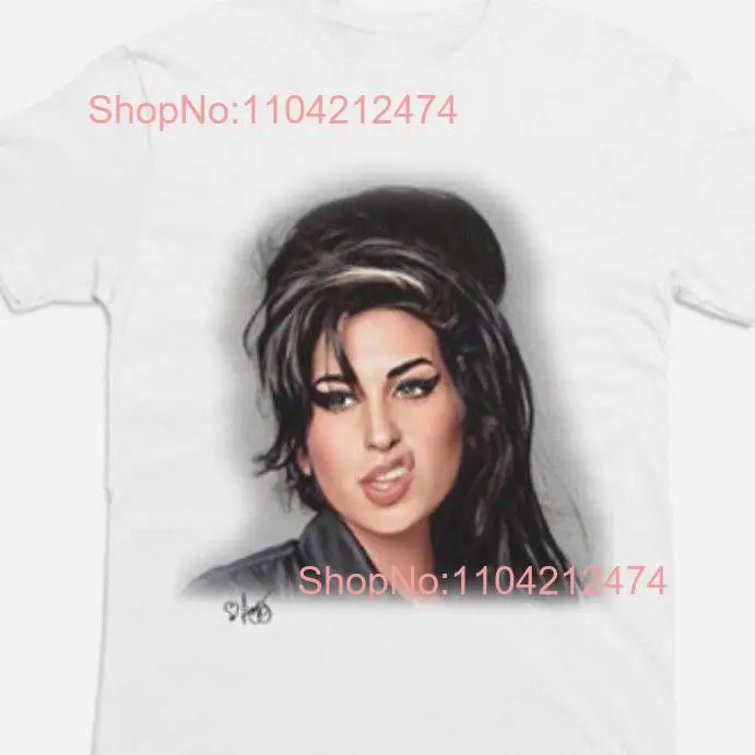 Amy Winehouse portrait white heavy cotton T shirt up to 5XL long or short sleeves