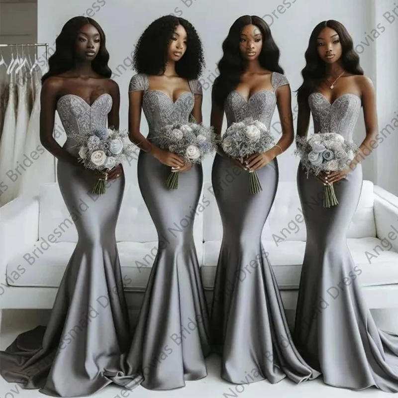 

Customized Long Sexy Grey Bridesmaid Dresses 2025 for Weddings Party Maid Of Honor dress Abiti Da Damigella