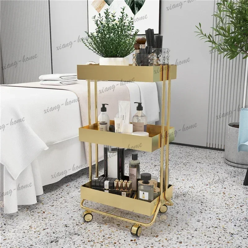 Factory Direct Top Grade Beauty Salon Rolling Cart Barber Shop Multifunction Hotel Storage Salon Trolley Utility Makeup Salon Fu