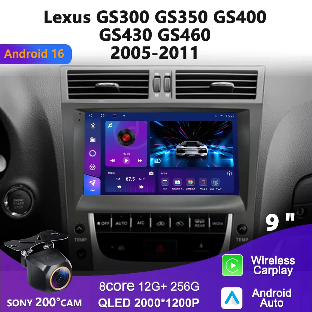 

2K Incell Screen Android 16 Radio Carplay For Lexus GS300 S190 GS350 GS400 GS430 GS450h GS460 GS 300 III 3 350 Multimedia Car