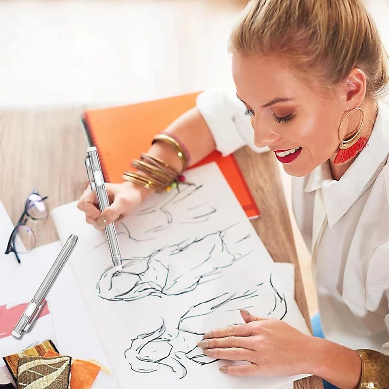 2Pcs Retractable Mechanical Eraser Pen For Artists Drawing Drafting Painting For School Home Office Supplies