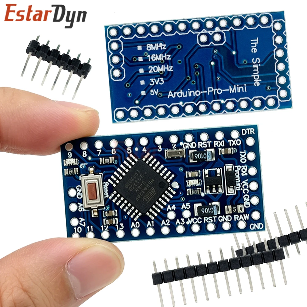 Estardyn Pro Mini ATmega328P 5V 16MHz / 3.3V 8MHz, Placa Microcontroladora de Bajo Consumo para Arduino