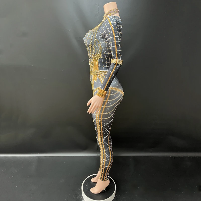 Nachtclub Bar DJ Gogo Dance Kostüm Frauen Voller Strass Overall Drag Queen Outfit Halloween Bühne Jazz Kleidung XS10165