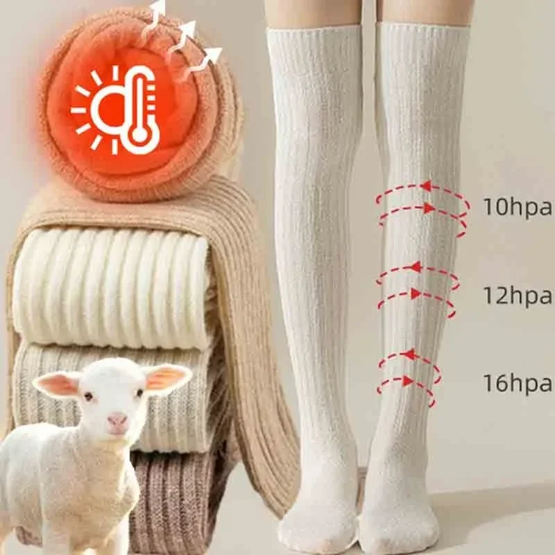 1/2pairs Women Long Socks Cashmere Boot Solid Wool Thigh Stocking Skinny Cotton Over Knee-High Fluffy Female Long Knee Sock